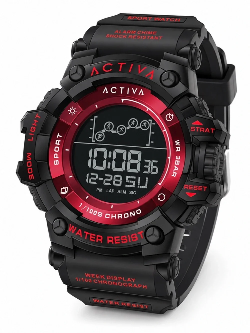 Two Activa Digital Sports 50 mm Watch Bundle! Black & Orange + Black & Red